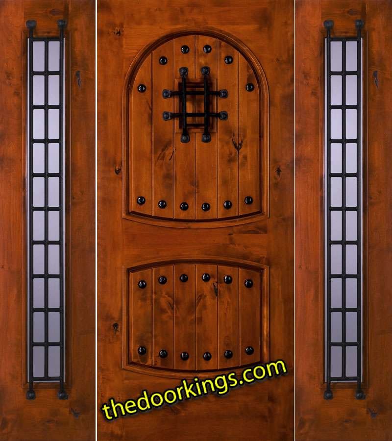 10 panel wood door with two sidelites